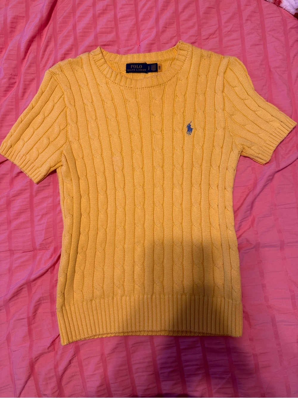 Ralph Lauren Yellow Cable-Knit Crewneck Sweater